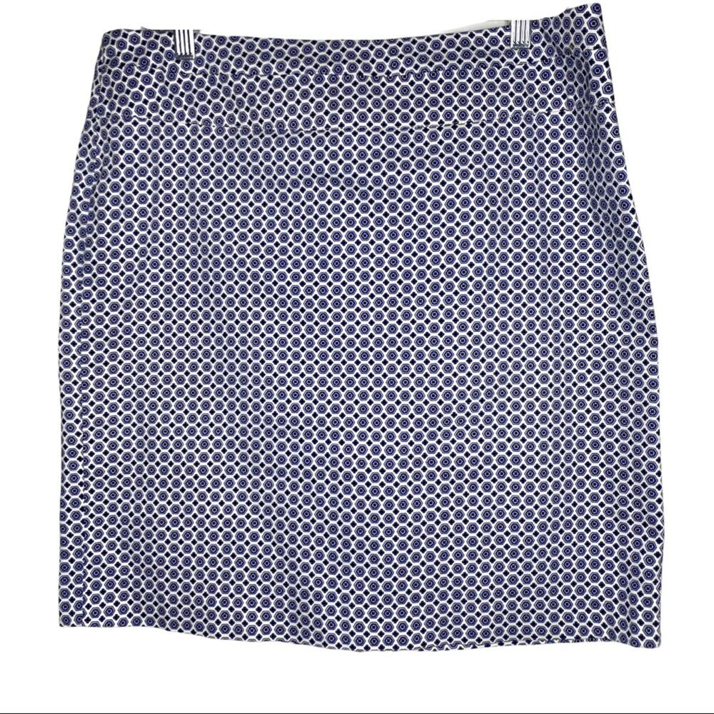 Donna Ricco Octagon Blue White Pencil Career Work Skirt Size 12